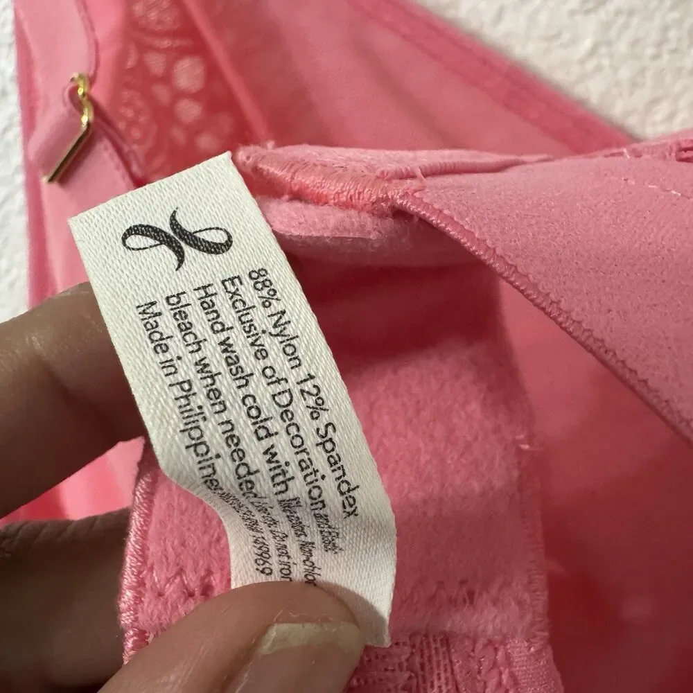All.You.LIVELY Womens Busty Lace Bralette‎ Bra Pink Hibiscus Size 3 Wireless